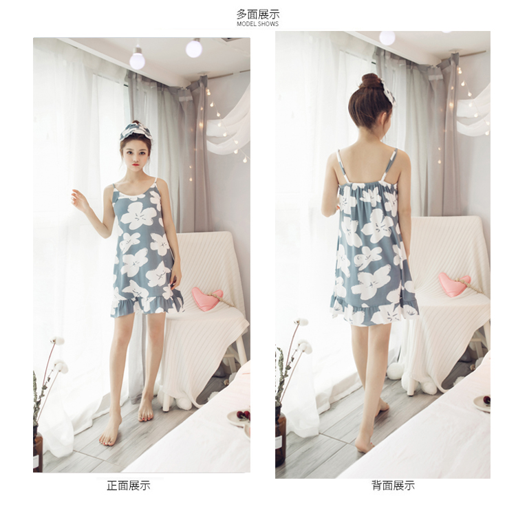 Với ngực pad nightdress nữ Hàn Quốc phiên bản của mặc-miễn phí áo ngực đồ lót tích hợp đồ ngủ nhà dịch vụ sexy mùa hè dây đeo váy ngắn