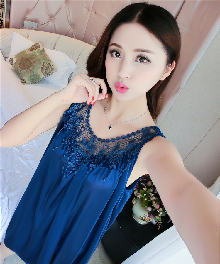 Mùa hè cộng với chất béo lớn kích thước của phụ nữ lụa nightdress tay cám dỗ sexy chiffon mùa hè phần mỏng băng lụa ngắn tay đồ ngủ