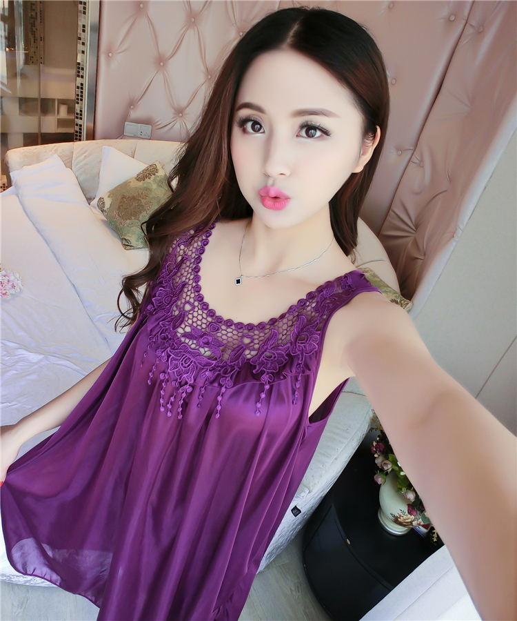 Mùa hè nightdress nữ phần mỏng băng lụa sling váy dài kích thước lớn £ 200 sexy cám dỗ Hàn Quốc đồ ngủ của phụ nữ dịch vụ nhà