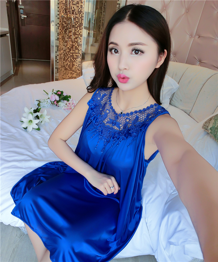 Mùa hè cộng với chất béo lớn kích thước của phụ nữ lụa nightdress tay cám dỗ sexy chiffon mùa hè phần mỏng băng lụa ngắn tay đồ ngủ