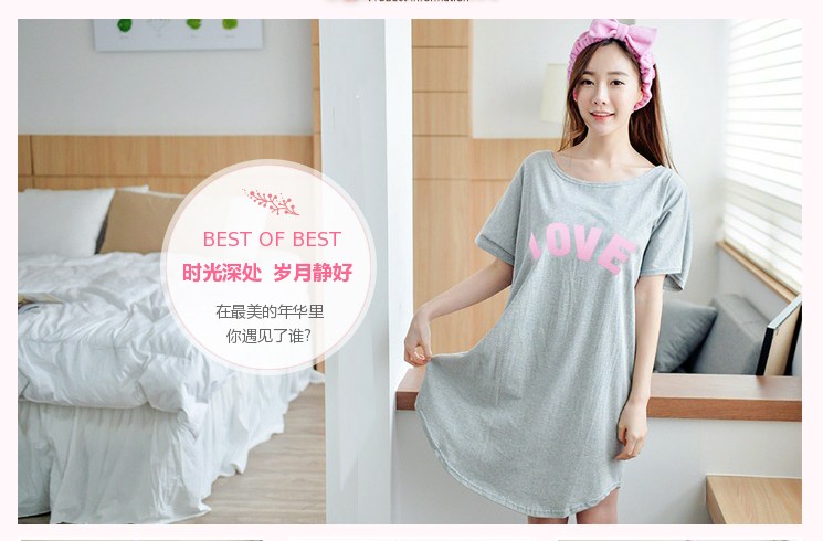 Hàn quốc phiên bản của các nightdress lỏng nữ mùa hè cotton ngắn tay dài dễ thương cô gái đồ ngủ ăn mặc kích thước lớn chất béo mm sinh viên