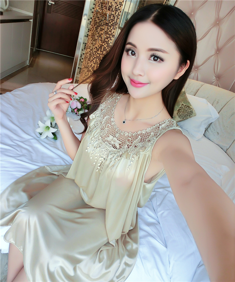 Mùa hè cộng với chất béo lớn kích thước của phụ nữ lụa nightdress tay cám dỗ sexy chiffon mùa hè phần mỏng băng lụa ngắn tay đồ ngủ