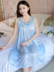 Đồ ngủ của phụ nữ mùa hè ngắn tay lỏng kích thước lớn băng lụa nightdress không tay chất béo M200 kg lụa sexy dây đai váy Đêm đầm