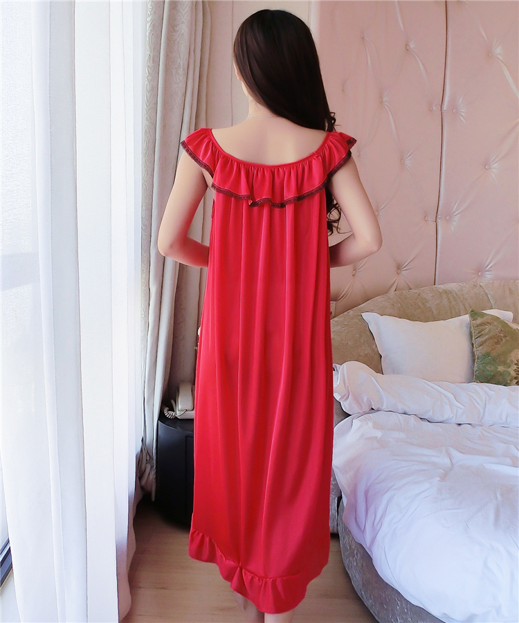 Ladies sling nightdress mùa hè lụa kích thước lớn chất béo MM200 £ sexy phụ nữ mang thai kích thước lớn ice silk đồ ngủ của phụ nữ váy