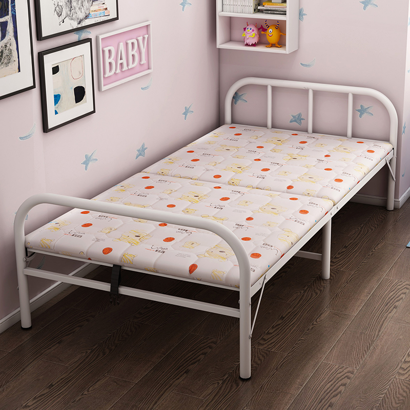 Folding sheet Bed Linen Bed Rental House Simple Bed Iron Art Wood Plate Bed Office Lunch Break Portable escort bed Home Bed