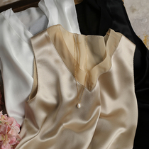 Texture Zanzan ~ explicit white No pick a person acetate satin single wearing an inner lap vest for the bottom blouses woman