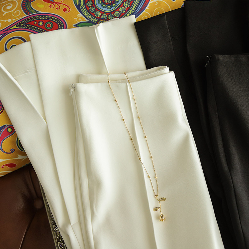 Show up your big long legs black high waist display slim micro laserwhite casual long pants women 2022 early spring new