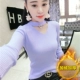 Mùa thu đông mới cộng với nhung dày nửa cổ chữ V thon dài ấm áp dài tay treo cổ áo len áo khoác len cardigan nữ