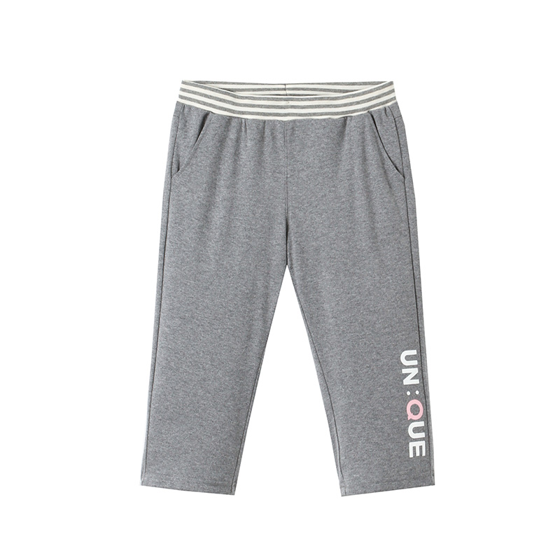 trẻ em Ourq sweatpants mùa hè trẻ em lỏng quần mỏng và nhỏ và vừa trẻ em bông in bảy điểm quần triều