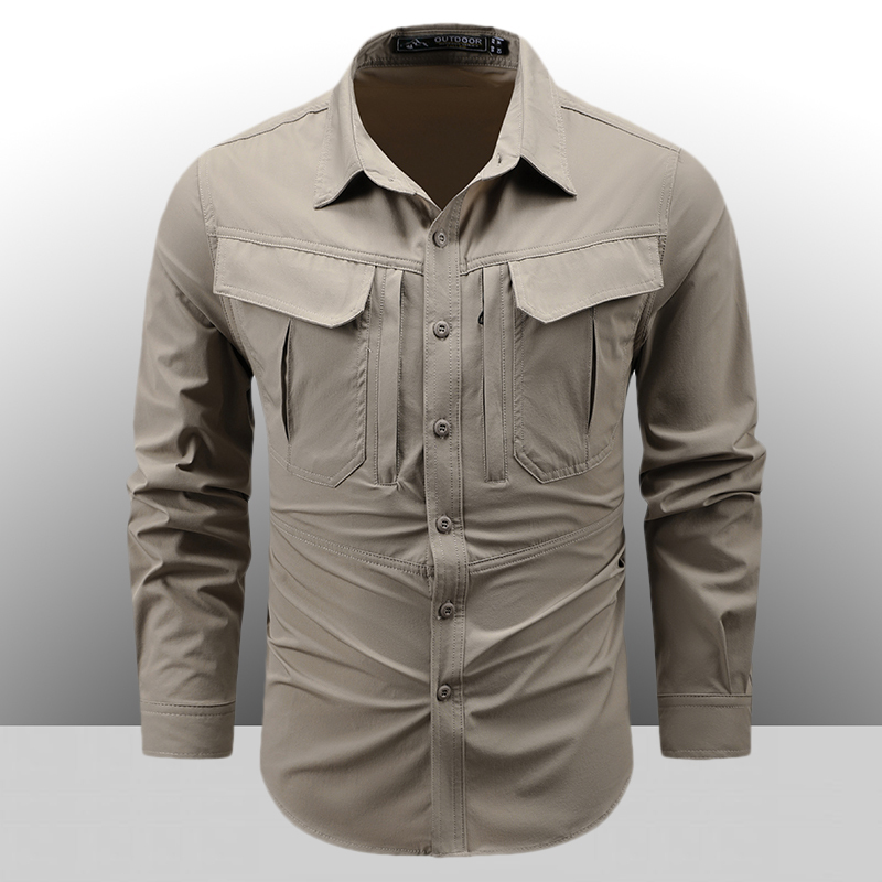 Spring and Summer Thin Long-Sleeved Shirt for Men, Casual, Versatile, Trendy, Handsome Workwear, Quick-Drying Shirt, Lapel Breathable Top