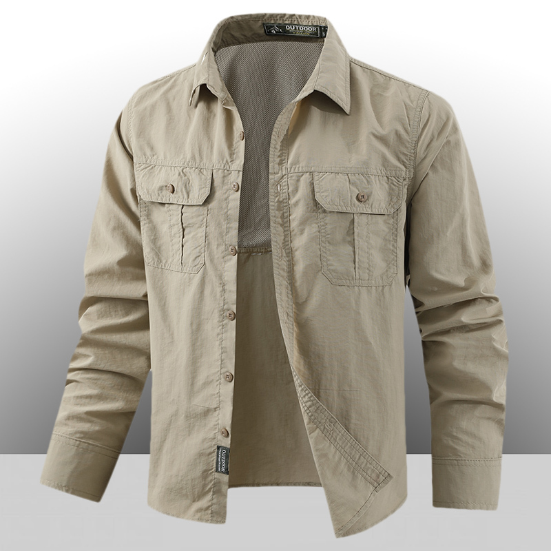 Spring and Summer Quick-Drying Long-Sleeved Shirts for Men, Outdoor Loose Casual Workwear Shirts, Fishing and Photography Thin Tops
