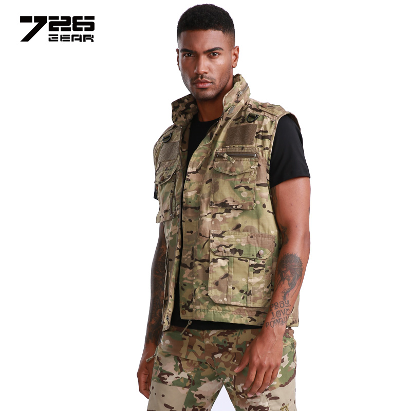 726 Summer Tactical Functional Vest Male Outdoor Commuter Field Training Multi-Pocket Vest Workwear CP Camouflage MC