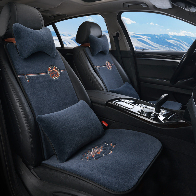 2022 new 2021 models of car seat cushion winter small brute waist pure wool short plush cashmere wool blanket with chair cushion