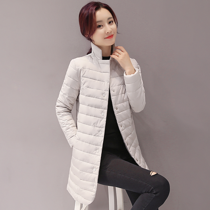 Độ dài trung bình phụ nữ bông quần áo 2019 phụ nữ mới mùa thu và ánh sáng mùa đông bông quần áo của chiếc áo khoác Hàn Quốc phiên bản của cơ thể cổ triều đơn giản bông