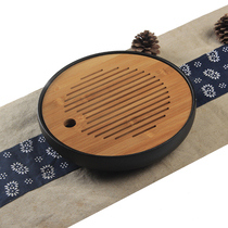 Ceramic bamboo small tea tray Japanese Kung Fu tea set Household simple tray Mini water storage dry tea table tea set
