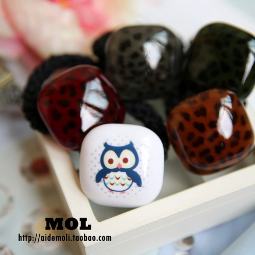 Импортированные из Кореи аксессуары для волос AZNAVOUR/AZ, сова/леопардовый принт, сахарный кубик, пуговица, большая квадратная толстая веревка для волос, резинка для волос