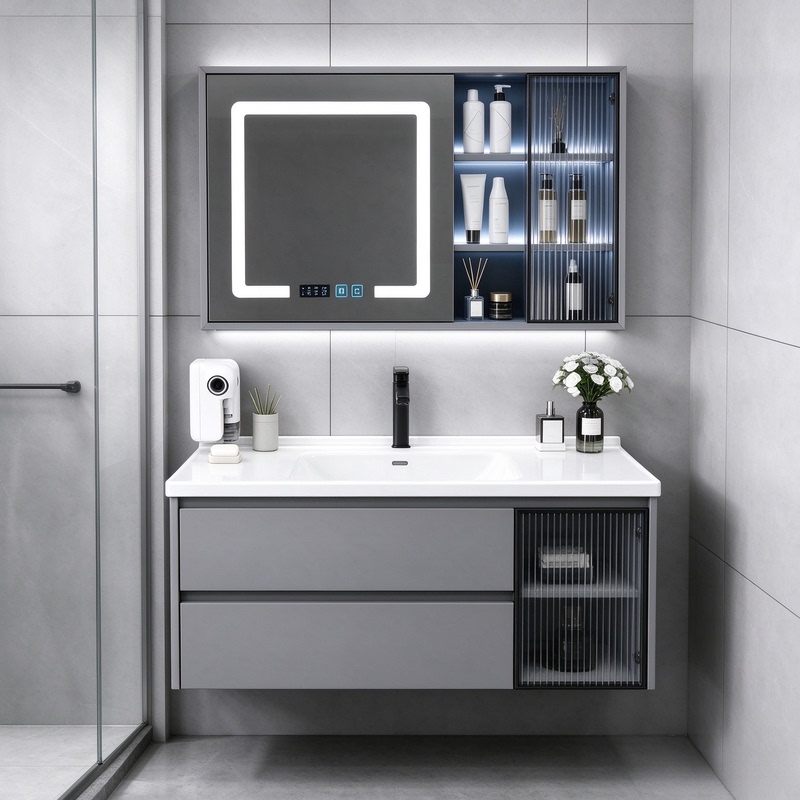 Jomoo Premium Ceramic Integrated Basin Bathroom Cabinet Set Washbasin Cabinet Combination Bathroom Vanity Sink Jomoo Premium Ceramic Integrated Basin Bathroom Cabinet Set Washbasin Cabinet Combination Bathroom Vanity Sink