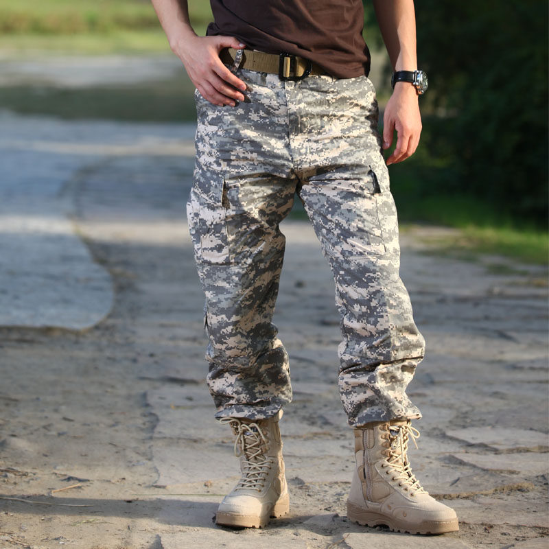 No thief WZJP camouflage trousers overalls outdoor pants Multi-bag trousers Men's and women's military fans tactical pants loose