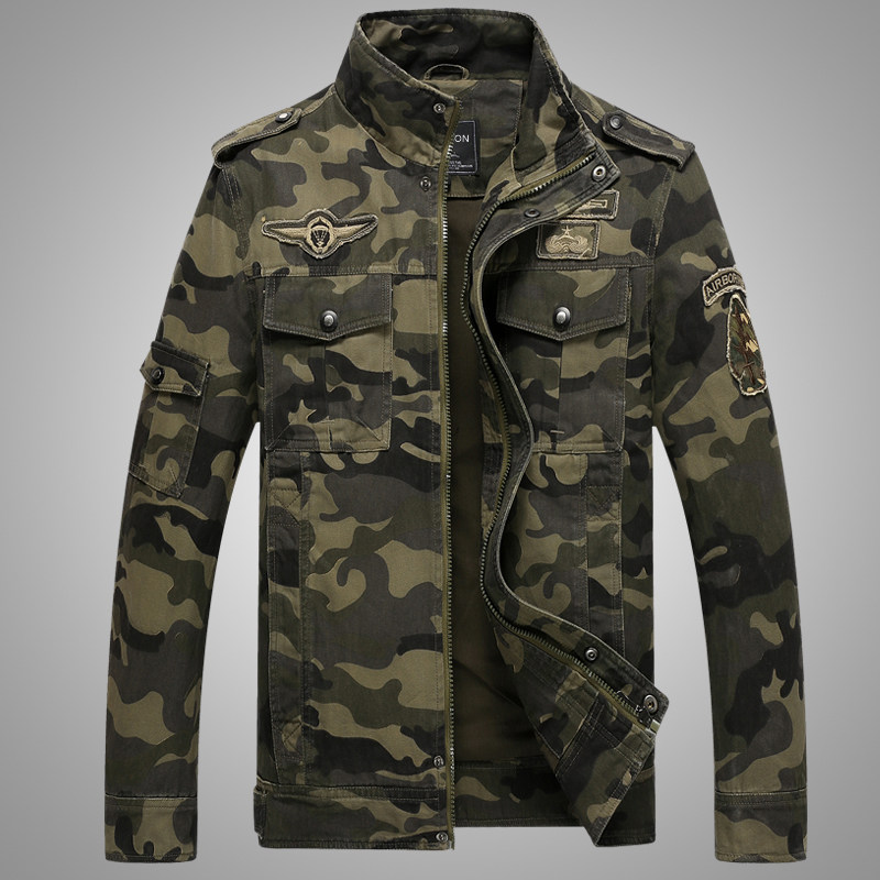 Thieves Outdoor Spring Autumn Army Fan Style Men's Jacket Jacket Air Drop Division Embroidered Mark Washed Cotton Camouflak Jacket
