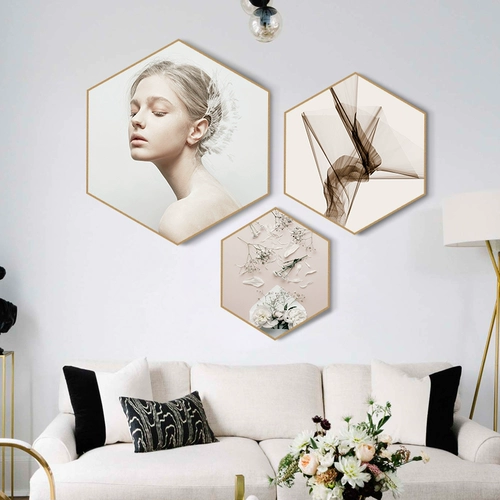 Шестиугольная спальня декоративная живопись кровати живопись скандинавской гостиной фон стена висящая живопись красавица -шляпа Магазин одежды на стенах картина