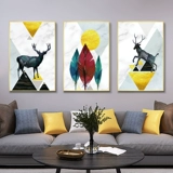 Северная гостиная декоративная живопись современная минималистская лось тройная живопись Легкая роскошная висящая живопись диван фоновая картина стены абстрактная роспись