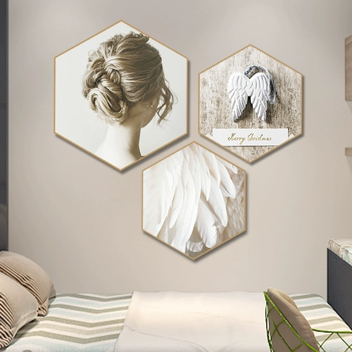 Шестиугольная спальня декоративная живопись кровати живопись скандинавской гостиной фон стена висящая живопись красавица -шляпа Магазин одежды на стенах картина
