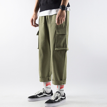 Spring and autumn straight overalls mens loose trend casual pants Japanese retro drape cotton large size Haren pants