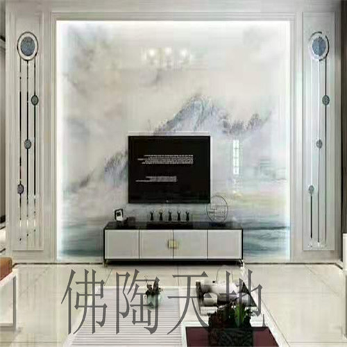Customized tile TV background wall living room jazz white inlaid metal marble Roman column gray and white siding