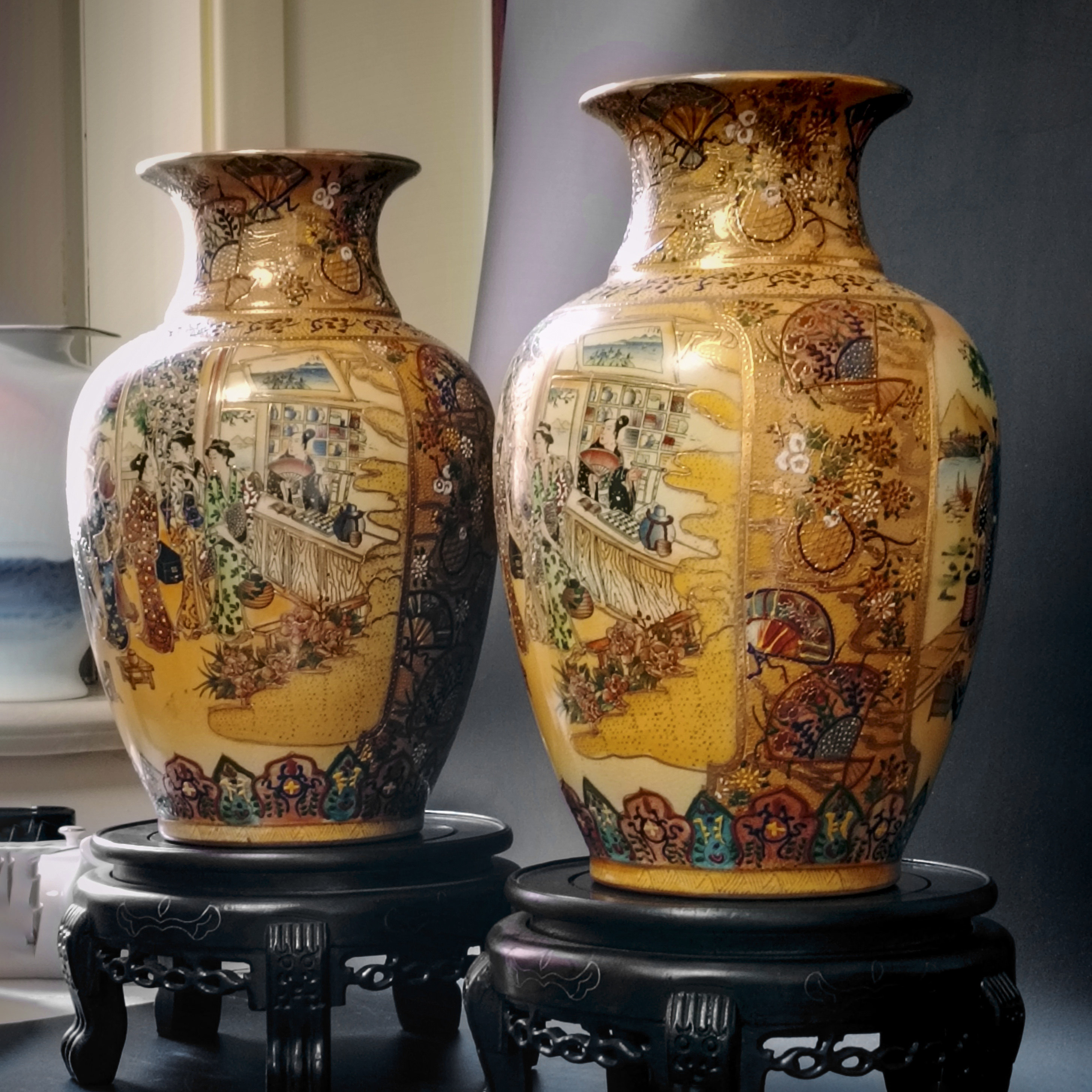 萨摩 金色の手描き陶器 花瓶 【公式通販】