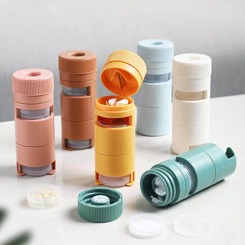 Medicine cutter pill splitter cutting abrasive grinder crusher ultra-fine storage sub-packing portable 7-day pill box
