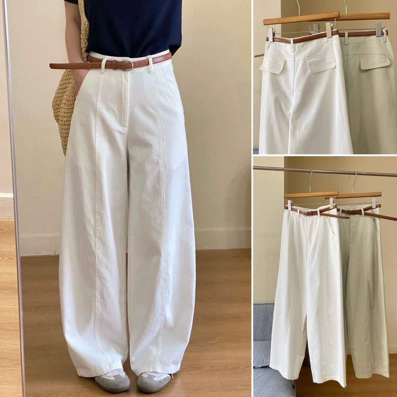 Happy Yidian Women's Pants 2953 Spring New Commuter Straight-Leg Trousers Korean Style Slimming Curved Casual Wide-Leg Pants for Women