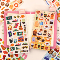 Fruit bread coffee pot hand account material sticker Japanese Korean ins girl heart retro small decoration stickers