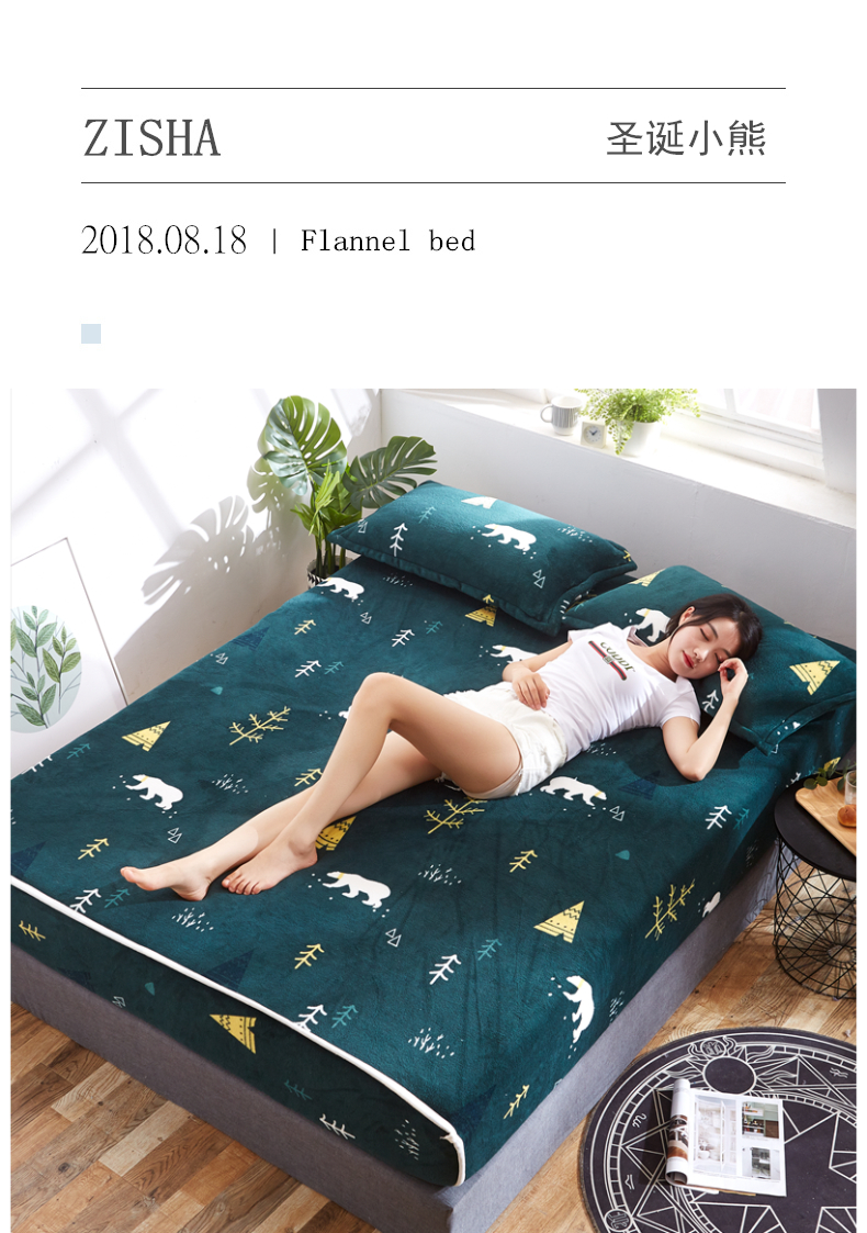 Dày giường nhung san hô Li mảnh mùa đông flannel ấm tấm Simmons nệm bảo vệ giường bìa bedspread - Trang bị Covers ga trải giường chun đẹp	