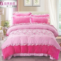 Winter bedding four-piece velvet plush quilt cover female coral velvet padded flannel single-faced Velvet