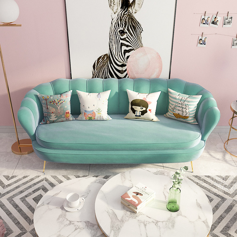 Nordic light luxury fabric sofa small apartment living room modern minimalist double three person clothing store bedroom net red sofa