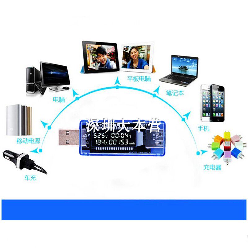 Three-in-one liquid crystal USB detector electric voltmeter current meter power capacitor tester voltage current charger