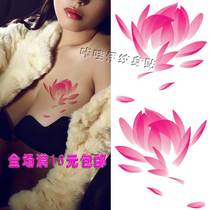 Lotus color tattoo Waterproof female flower arm lasting sexy body painting Chest tattoo simulation tattoo sticker