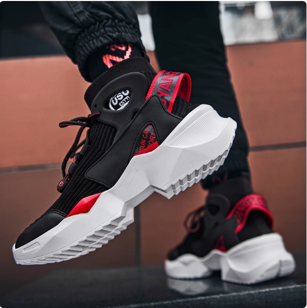 High-Top Dad Sneakers 2025 Spring/Summer Height-Increasing Couple Shoes Trendy Men's Shoes Breathable Fly-Knit Sock Shoes Boots Women