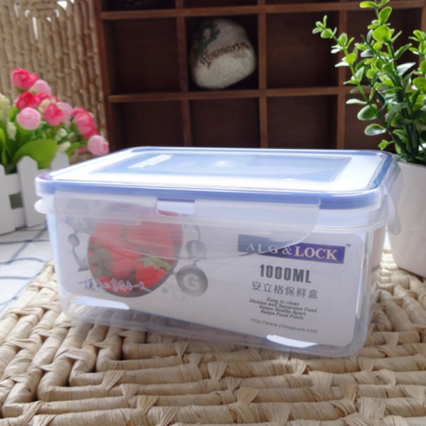 Anrigue 1000ML hộp kín tủ lạnh hình chữ nhật hộp nhựa lò vi sóng giòn hộp ăn trưa 2517 - Hộp cơm điện sưởi ấm 	hộp cơm cắm điện bear 3 tầng	