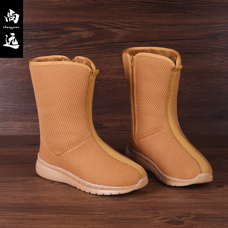 Shangyuan winter plus velvet monk shoes monk shoes Gaobang cotton shoes long boots warm cotton boots monk winter boots soft bottom monk boots