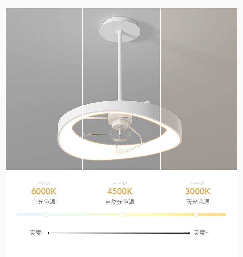 Ресторан люстра 简约现代餐厅吊灯北欧天猫智能led变频风扇灯白色隐形电扇一体灯