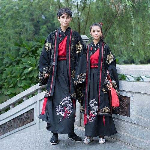 Chen Qingling Осенью и зимой женщины Ханьфу могут носить черные властные рубашки с большими рукавами в древнем стиле, аутентичные оригинальные древние костюмы в китайском стиле для повседневной носки.