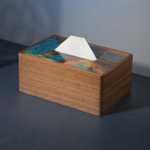 Paper Towel Box New Chinese Customised Advertising Creative High-end Light Lavish Hotel Restaurant Solid Wood Art Sense Living Room Pumping Paper Box