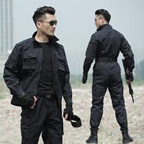 New outdoor camouflage suit mens black long-sleeved training uniforms for spring and autumn seasons wear-resistant multi-bag field work clothes