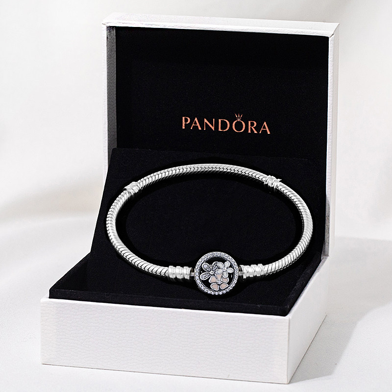 Spot pandora pandora counter Poetry Flower Blooming 925 Silver Base Snake Bracelet 590744CZ