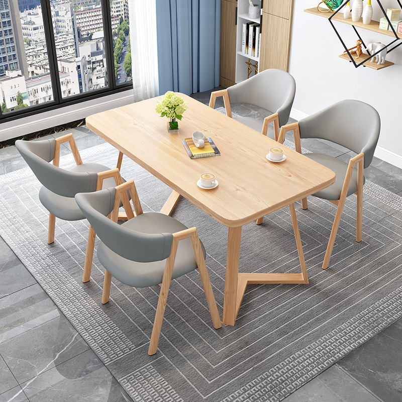 Nordic Minimalist Milk Tea Shop Table and Chair Set, Leisure Reception and Negotiation Rectangular Table, Snack Shop Small Apartment Home Dining Table