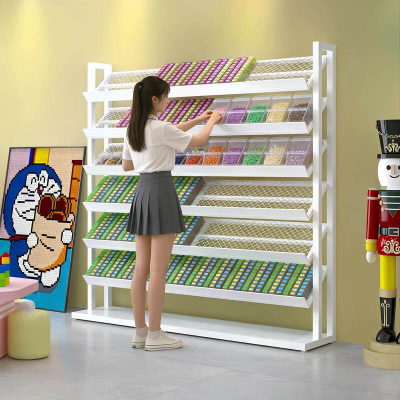 Simple Bean-Shaped Bead Storage and Display Rack, Floor-Standing Multi-Layer Commercial Storage Rack, White Storage Rack for Bead Material Packs Simple Bean-Shaped Bead Storage and Display Rack, Floor-Standing Multi-Layer Commercial Storage Rack, White Storage Rack for Bead Material Packs