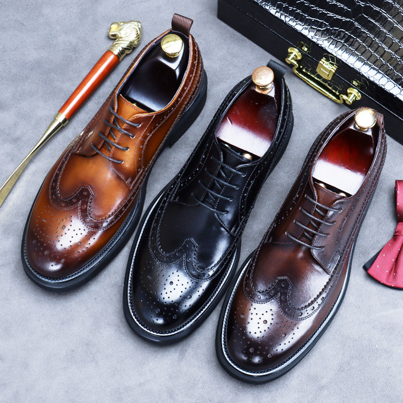 Men Dress Shoes Brogues Derby Shoes Formal Oxfords Lace Up Business