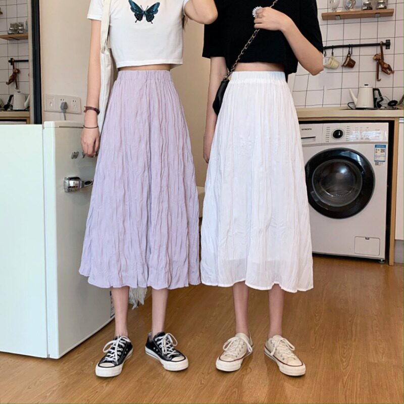 145 small mid-length skirt female 150cm petite short tall 155 wearing A-line skirt female summer 140