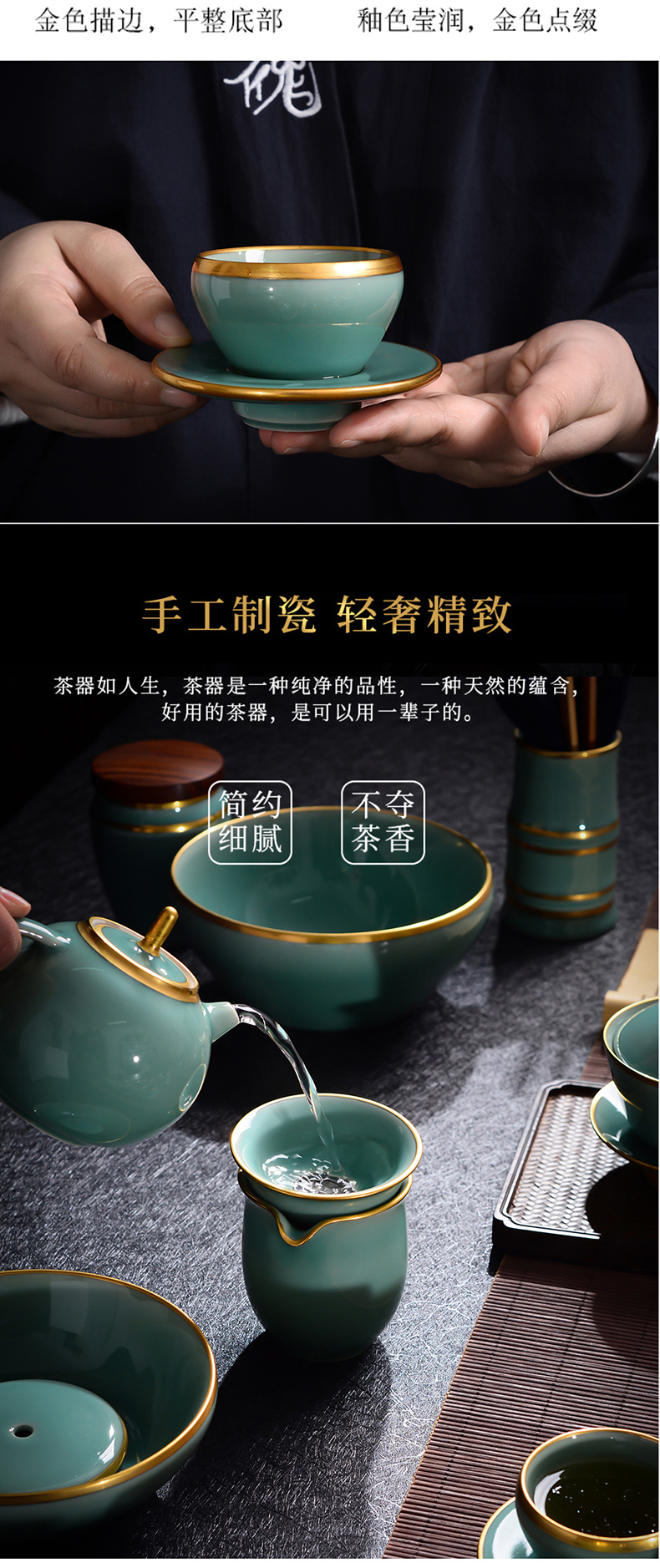 Jingdezhen ceramic teapot high temperature color glaze checking carmine colored enamel teapot tea tray was set tea service